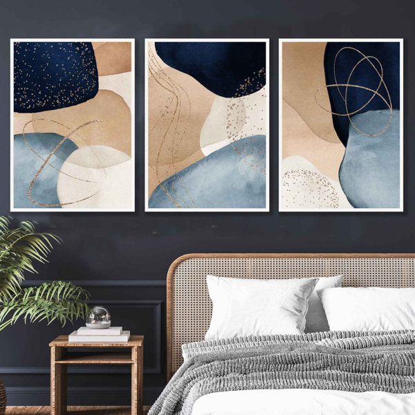 Artze Wall Art Evolution In Blue 3 Piece Single Picture Frame Art Prints Set Wayfair.co.uk